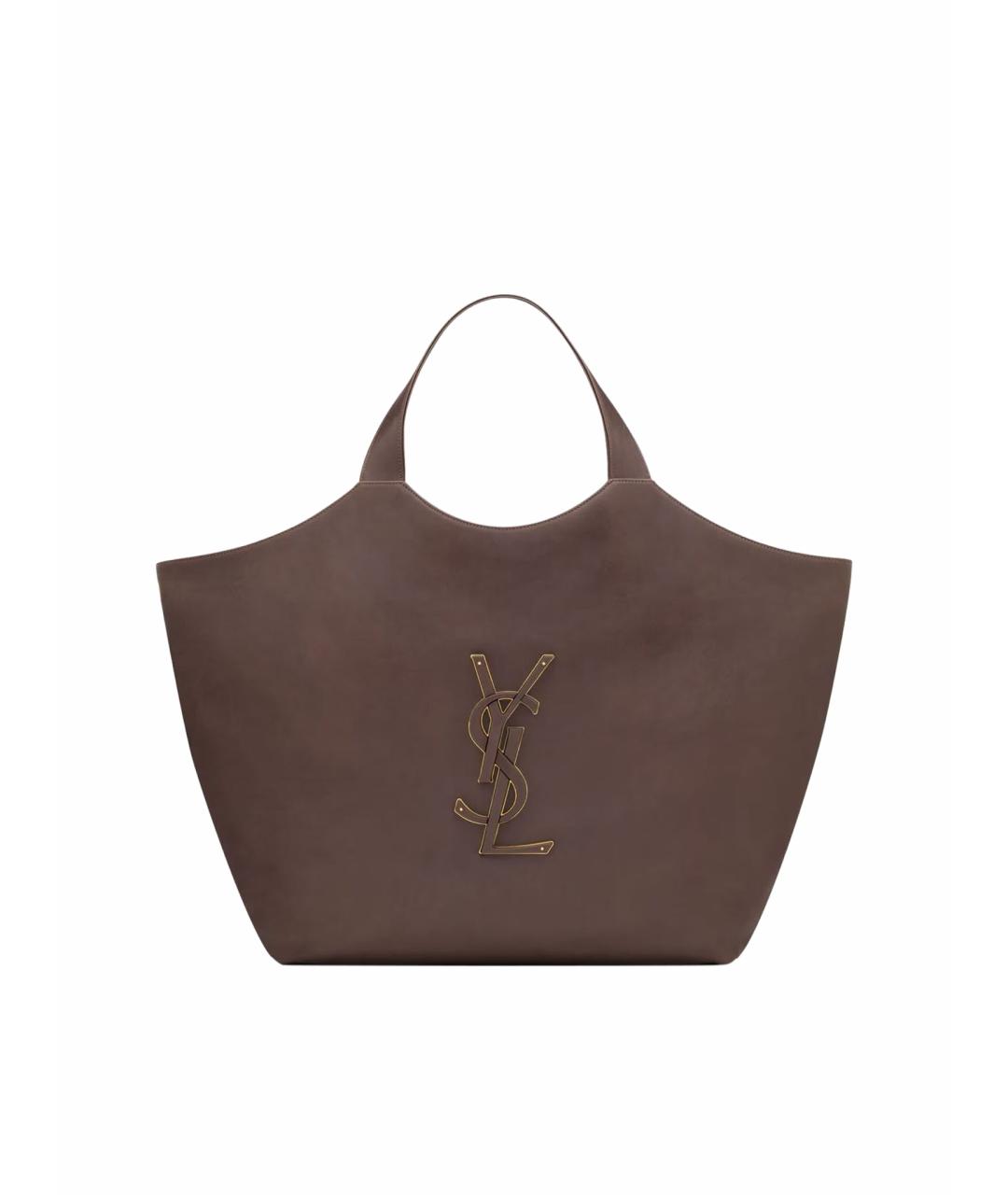 SAINT LAURENT Коричневая кожаная сумка тоут, фото 1