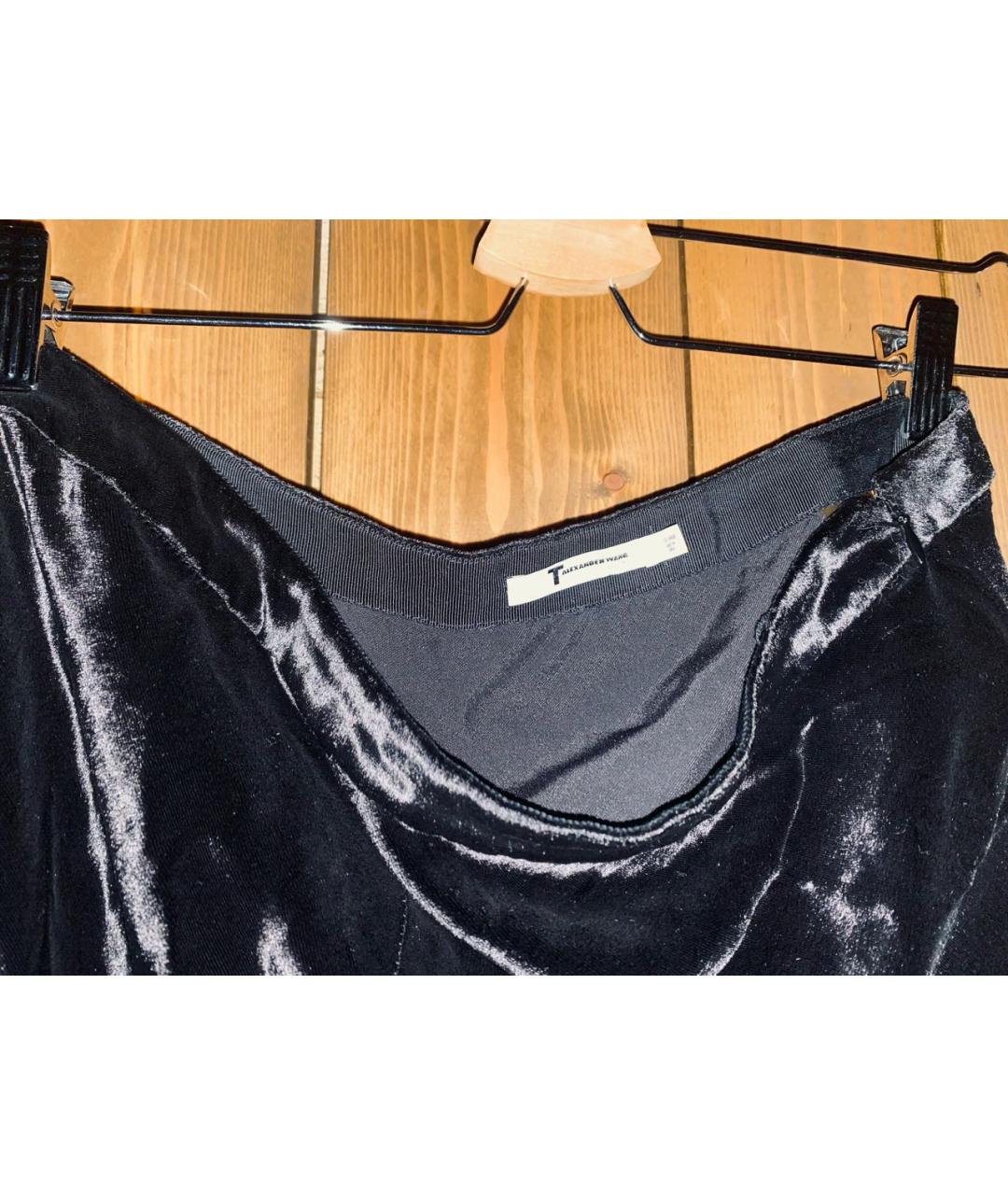 ALEXANDER WANG Черная бархатная юбка макси, фото 3