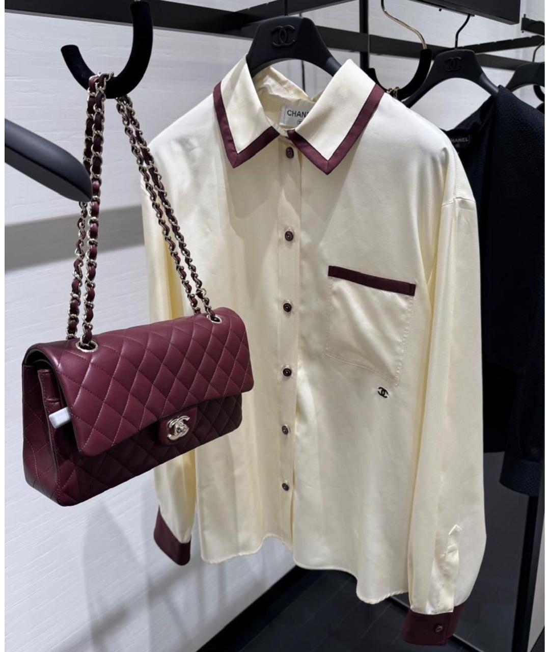 CHANEL Бежевая шелковая рубашка, фото 3