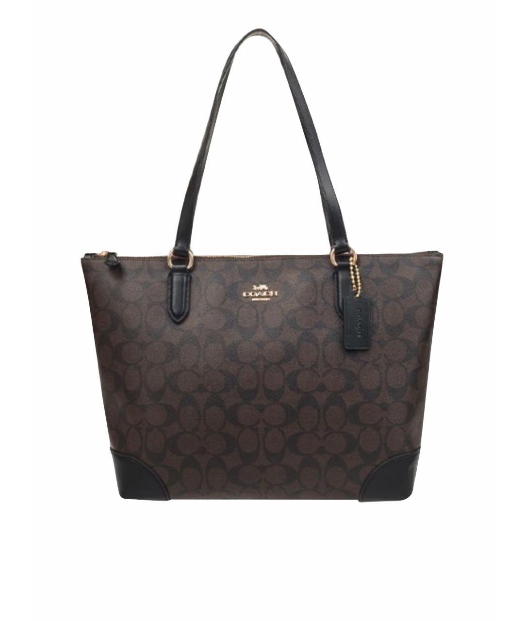 COACH Коричневая сумка тоут из канвы, фото 1
