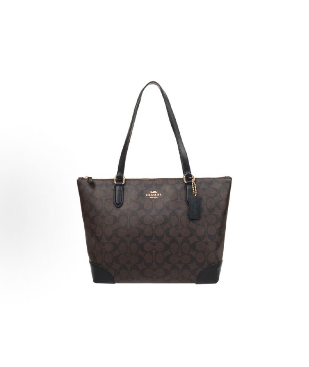 COACH Коричневая сумка тоут из канвы, фото 4