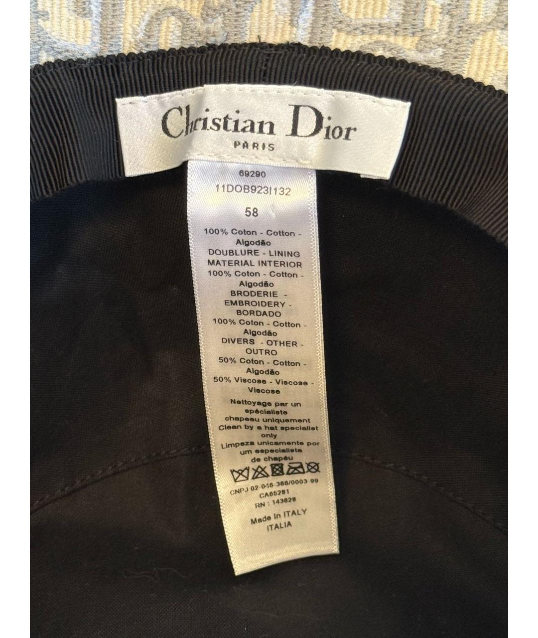 CHRISTIAN DIOR Серая хлопковая панама, фото 7