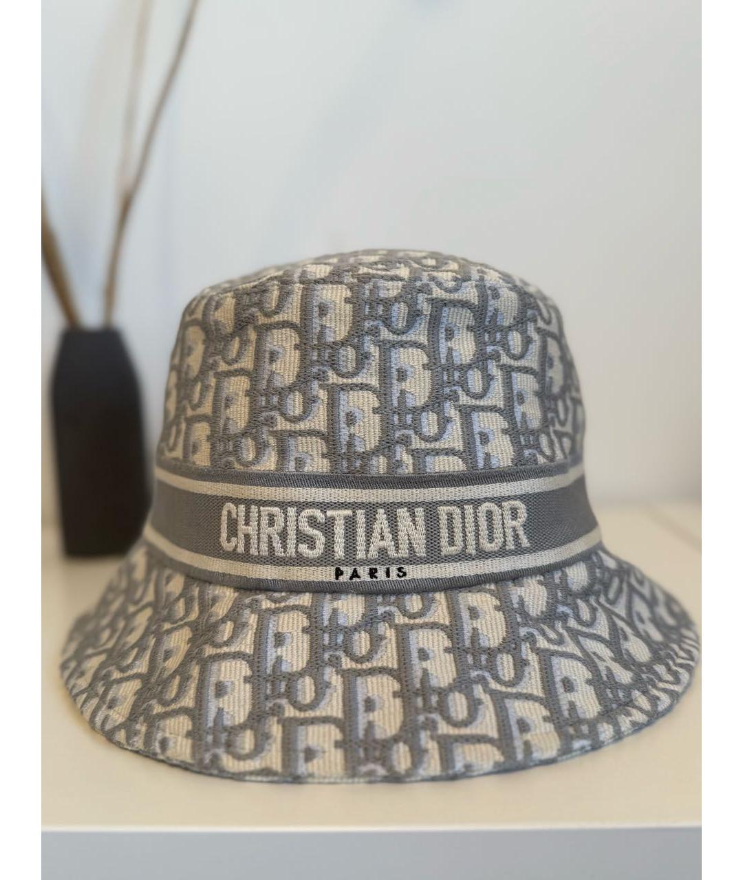 CHRISTIAN DIOR Серая хлопковая панама, фото 8