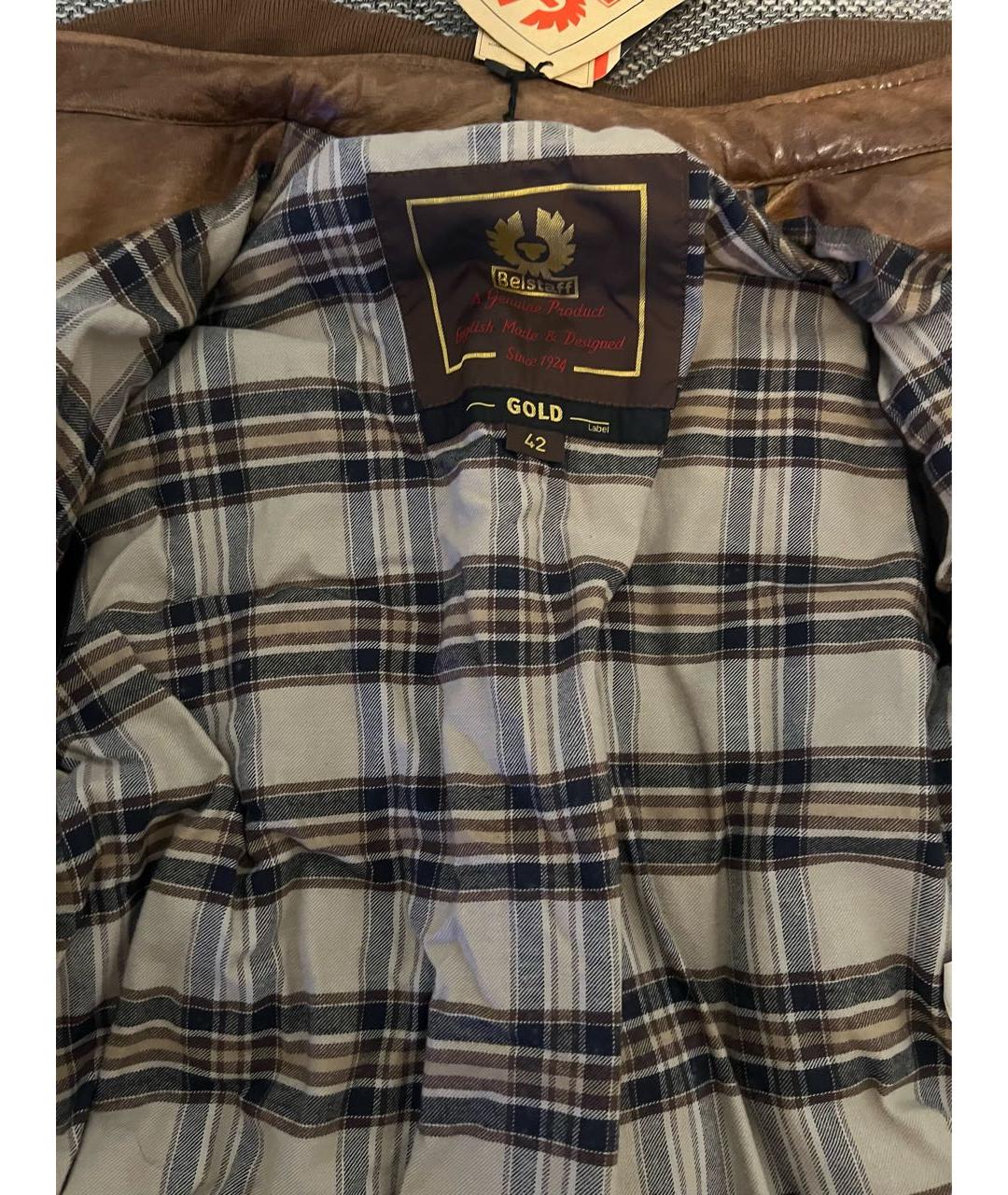 BELSTAFF Бежевая кожаная куртка, фото 3