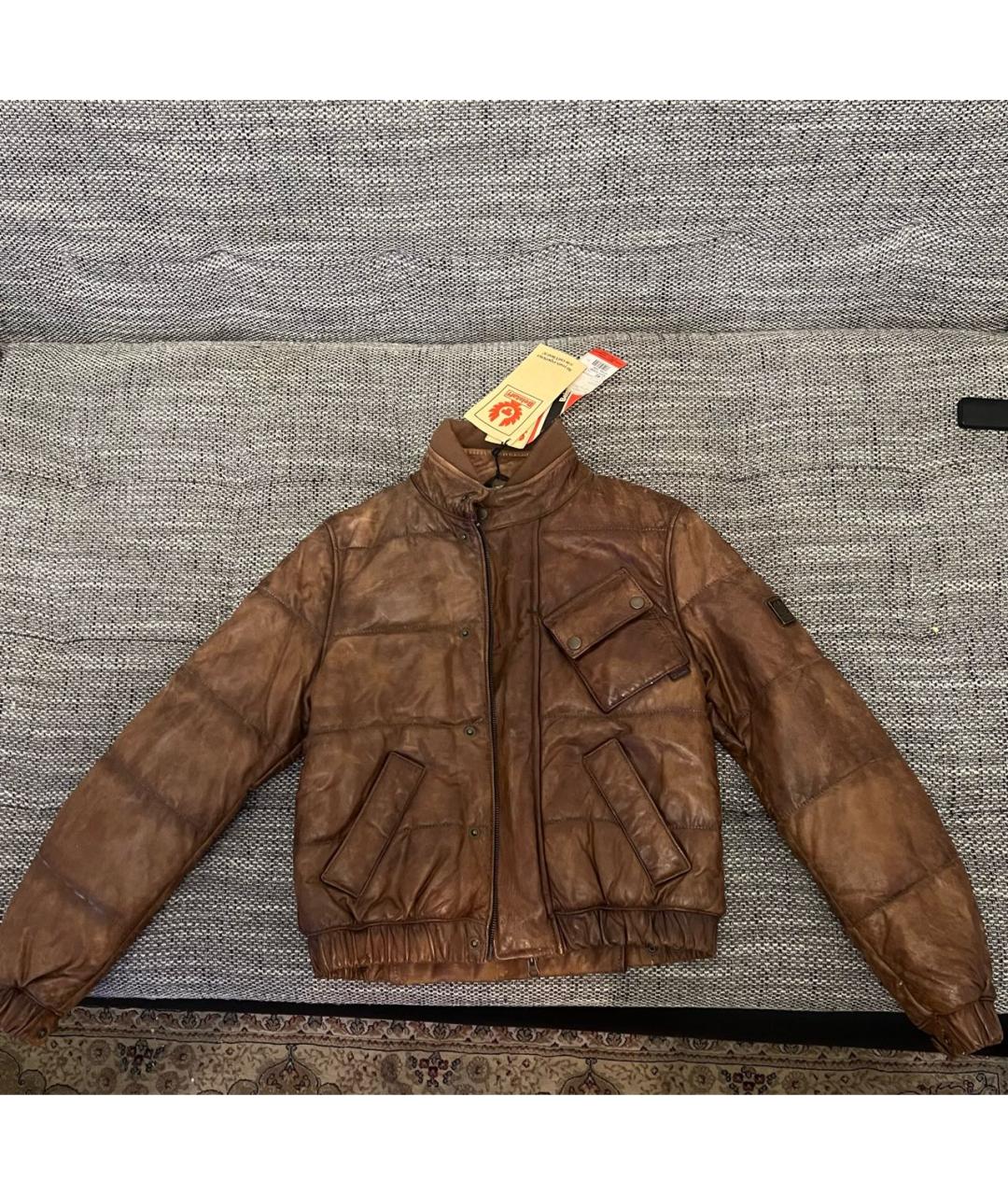 BELSTAFF Бежевая кожаная куртка, фото 5