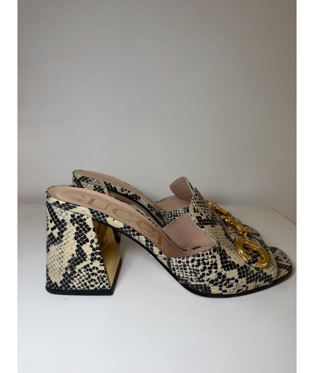 GUCCI Бежевые кожаные мюли, фото 6