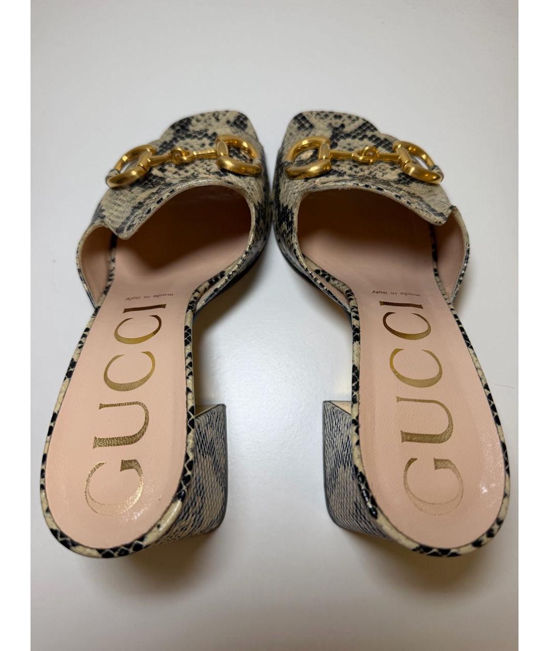 GUCCI Бежевые кожаные мюли, фото 3