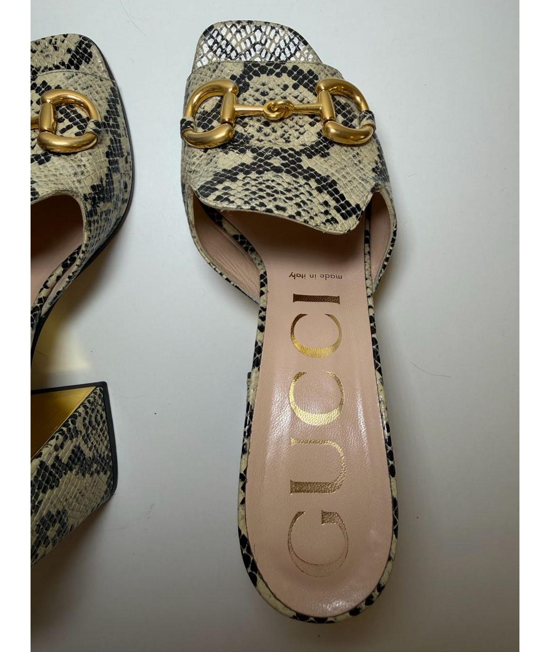 GUCCI Бежевые кожаные мюли, фото 5