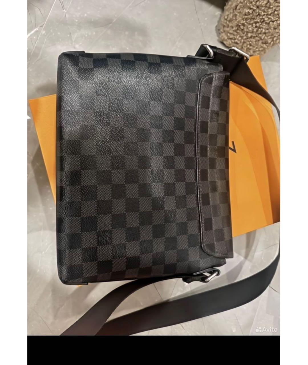 LOUIS VUITTON Черная сумка на плечо из канвы, фото 4