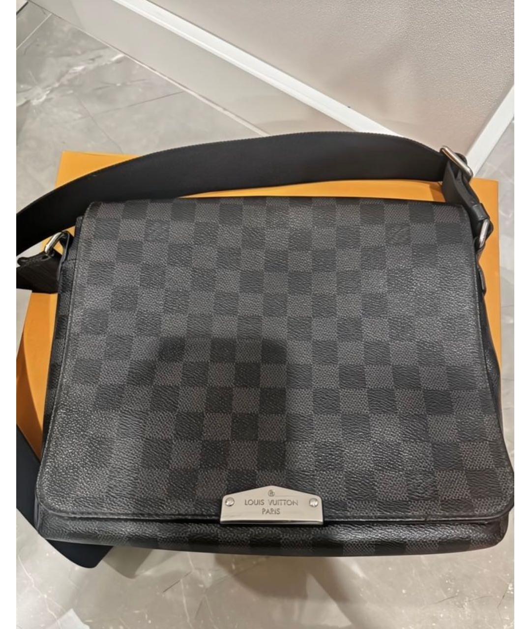 LOUIS VUITTON Черная сумка на плечо из канвы, фото 7