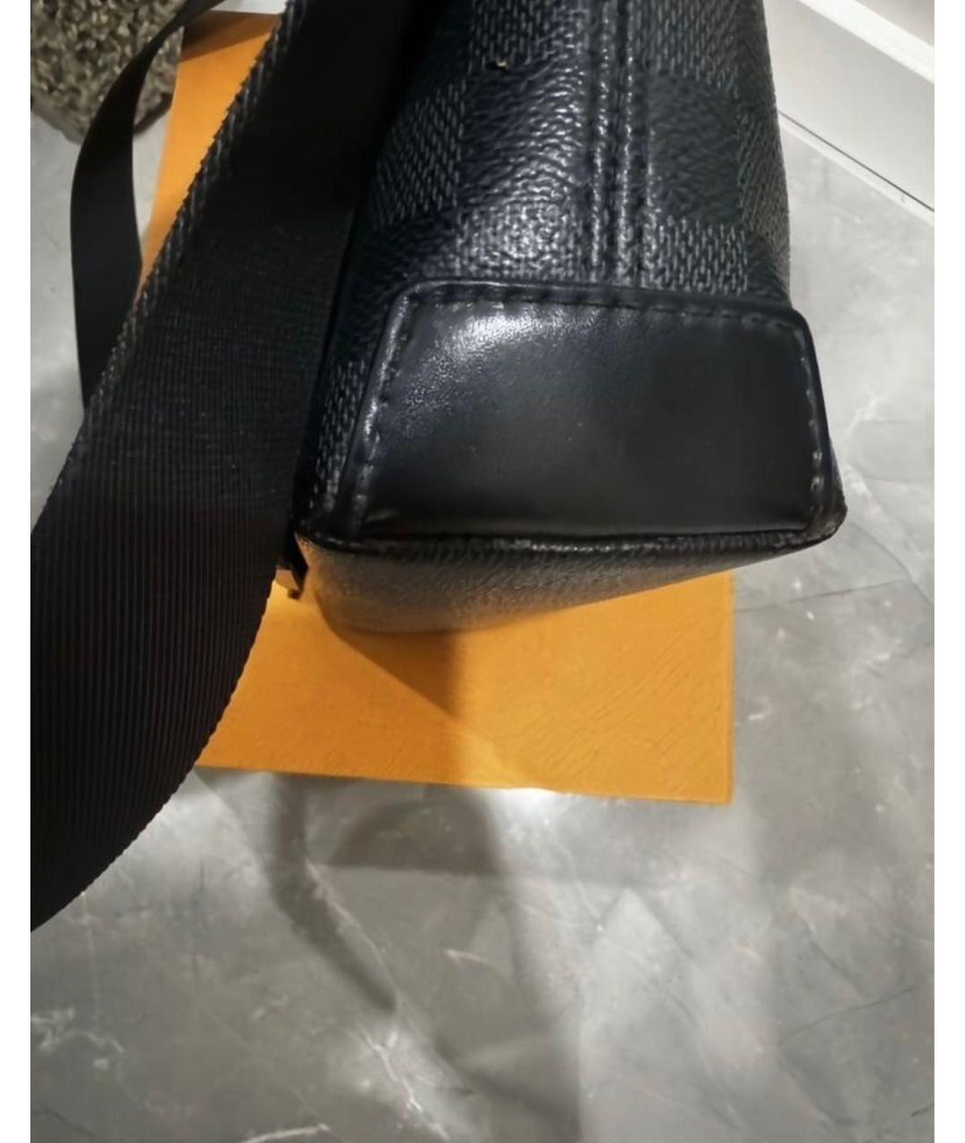 LOUIS VUITTON Черная сумка на плечо из канвы, фото 5