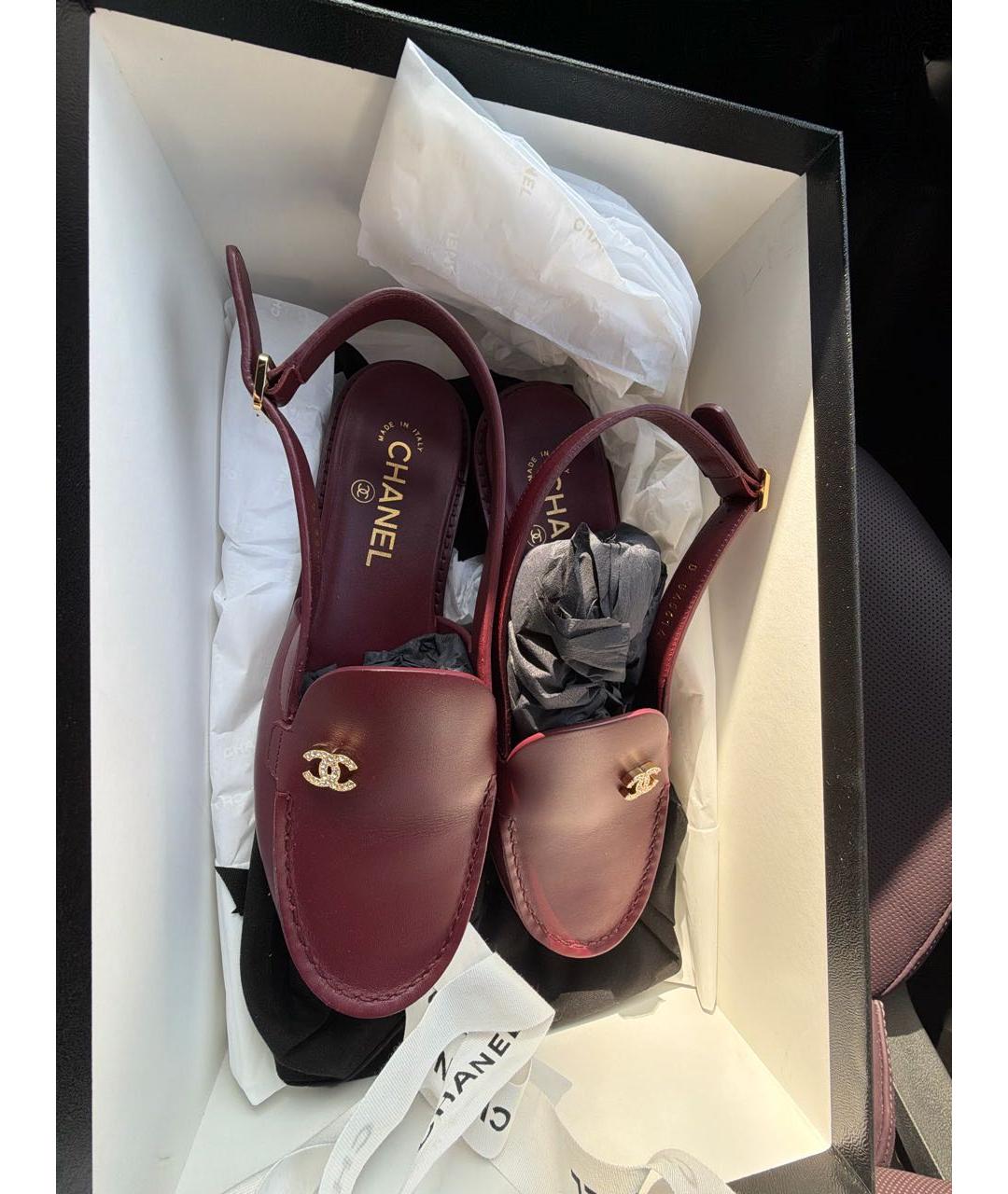 CHANEL Бордовые кожаные лоферы, фото 4
