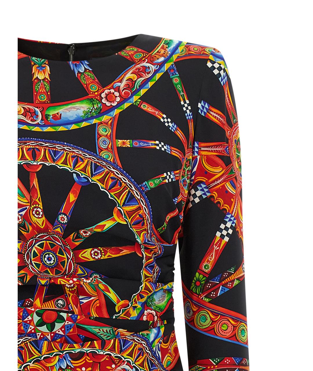 DOLCE&GABBANA Мульти шелковое платье, фото 3