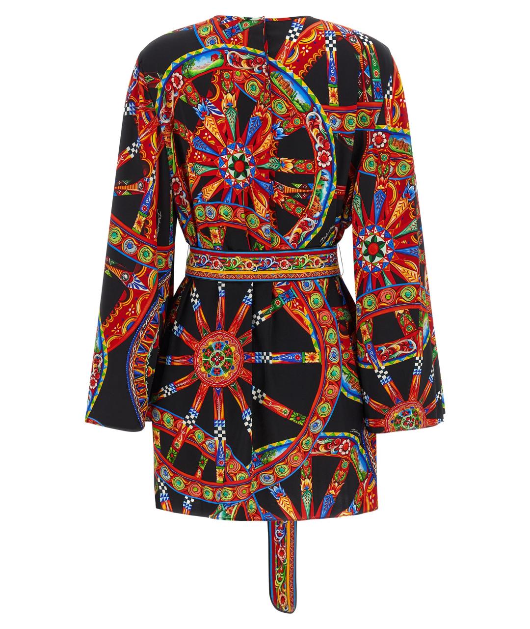 DOLCE&GABBANA Мульти шелковое платье, фото 2