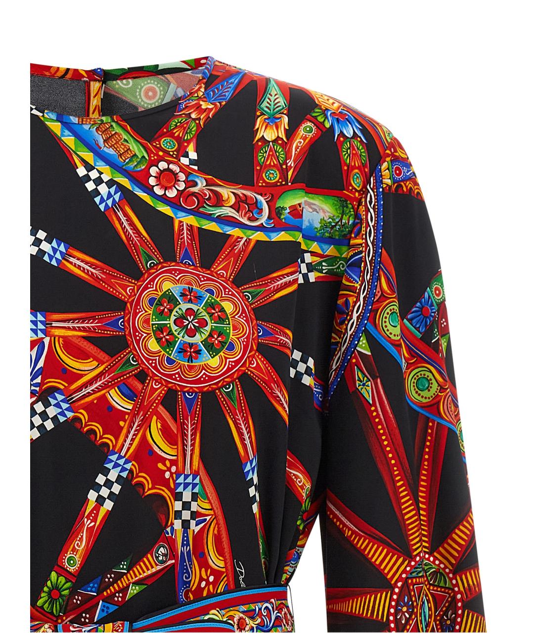DOLCE&GABBANA Мульти шелковое платье, фото 3