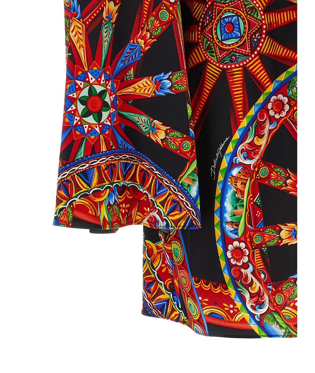 DOLCE&GABBANA Мульти шелковое платье, фото 4