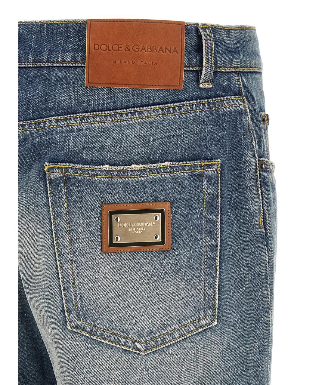DOLCE&GABBANA Синие хлопковые прямые джинсы, фото 4