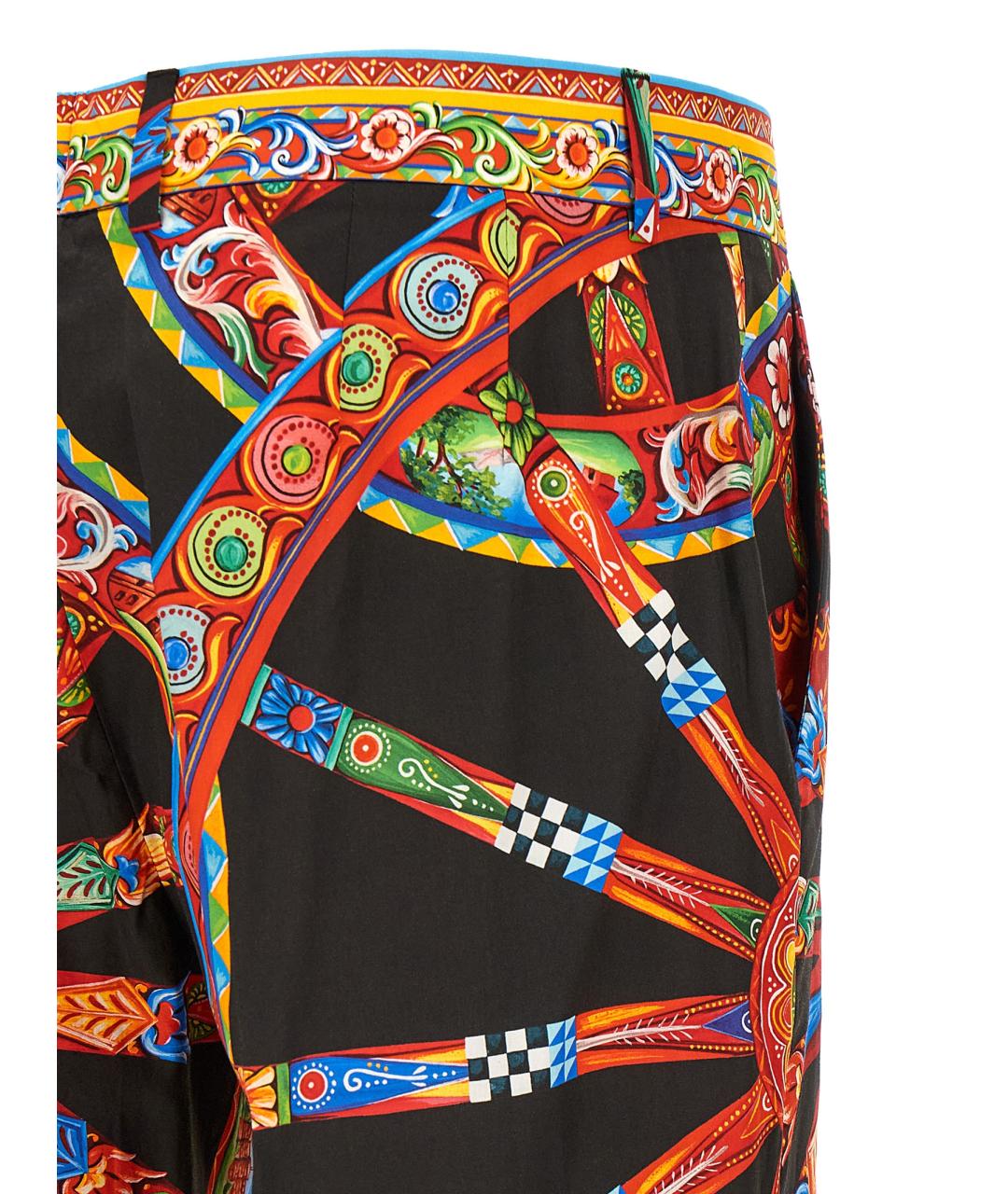 DOLCE&GABBANA Мульти хлопковые прямые брюки, фото 4