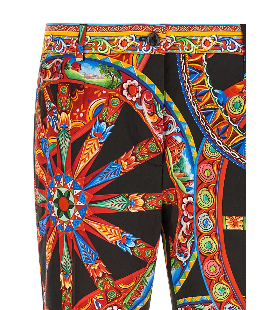 DOLCE&GABBANA Мульти хлопковые прямые брюки, фото 3