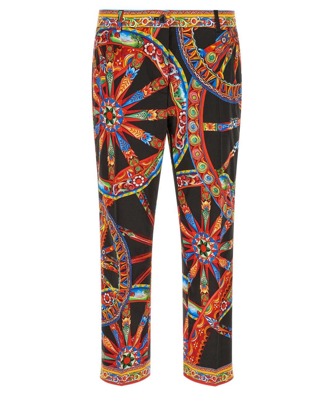 DOLCE&GABBANA Мульти хлопковые прямые брюки, фото 1