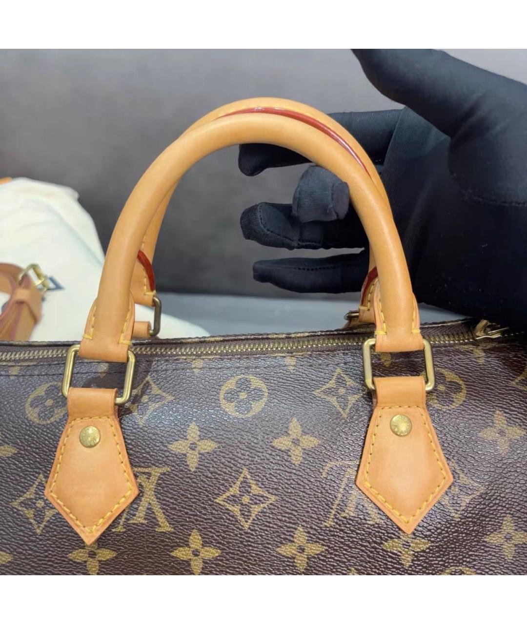 LOUIS VUITTON Коричневая кожаная сумка через плечо, фото 4