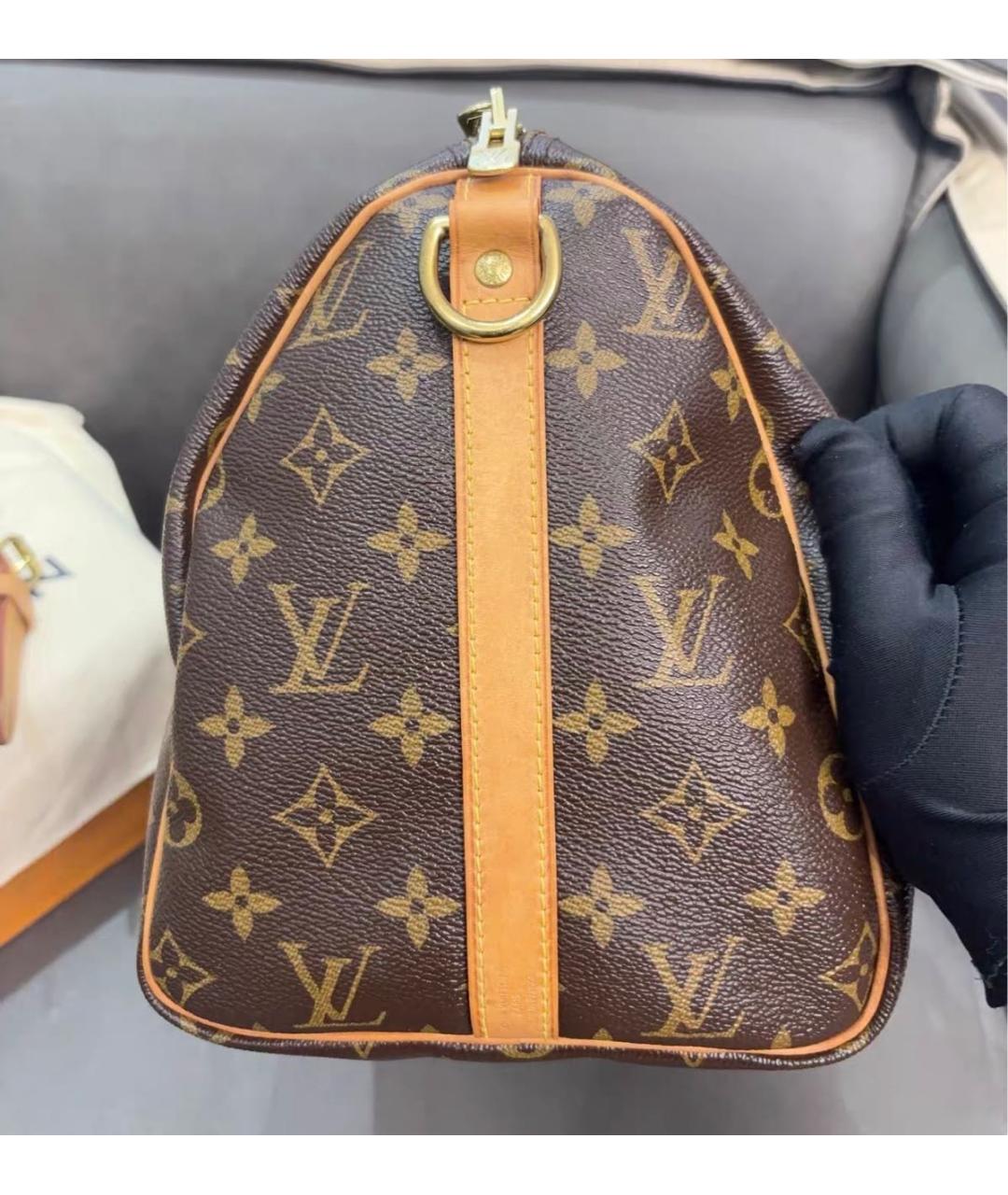 LOUIS VUITTON Коричневая кожаная сумка через плечо, фото 5