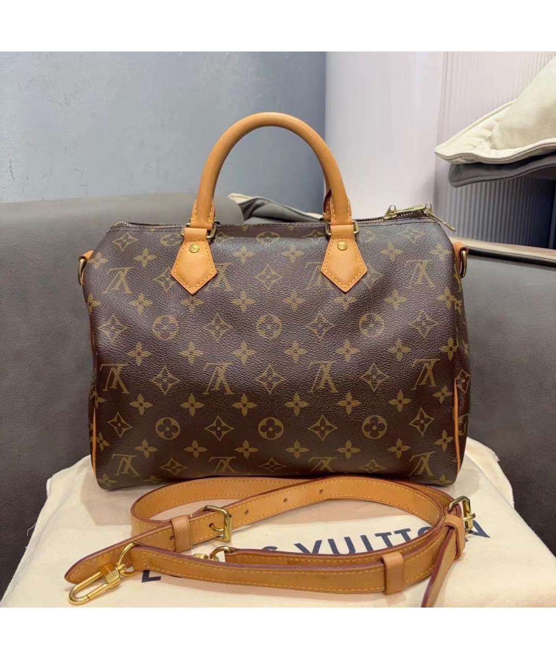 LOUIS VUITTON Коричневая кожаная сумка через плечо, фото 9