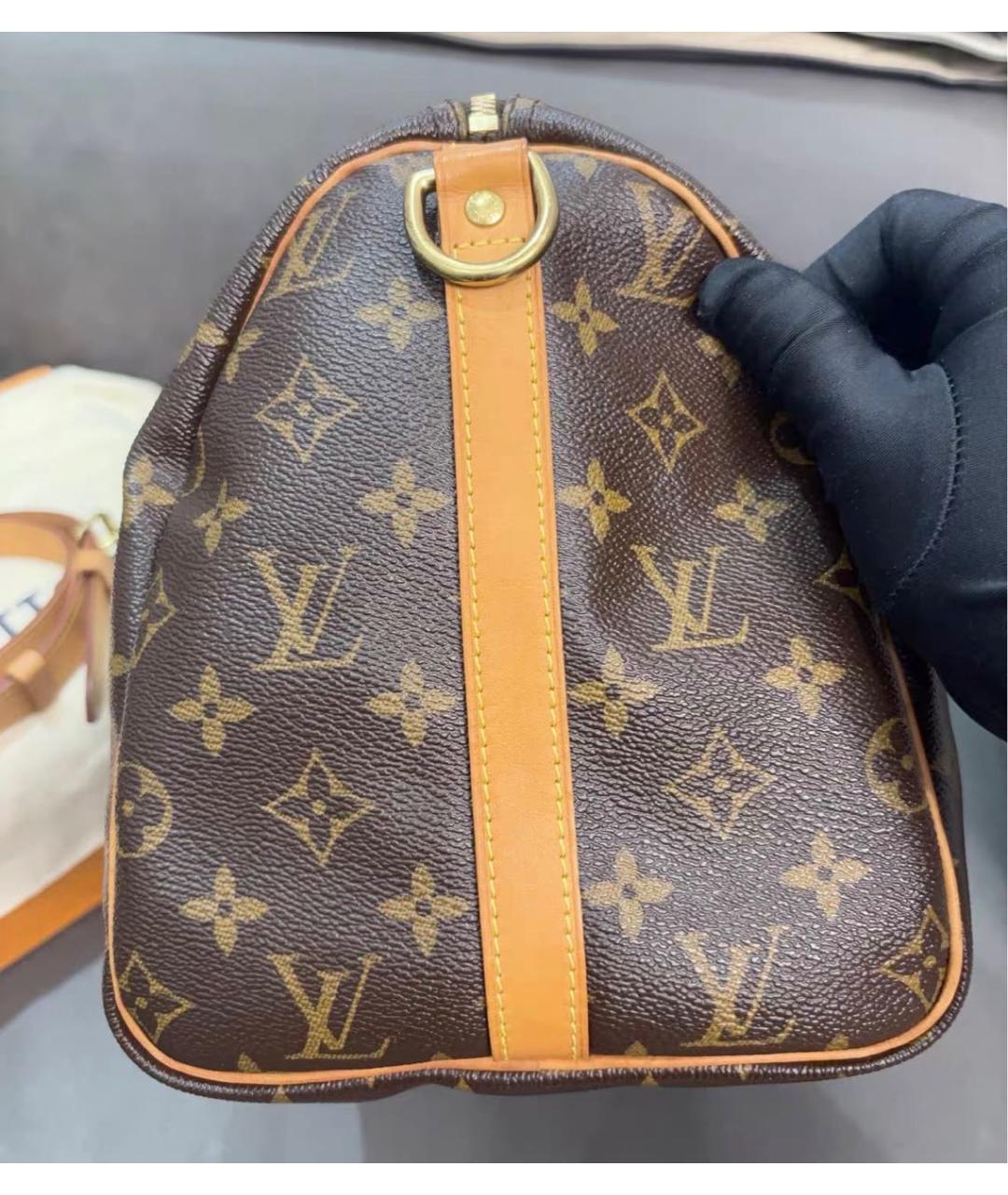 LOUIS VUITTON Коричневая кожаная сумка через плечо, фото 6