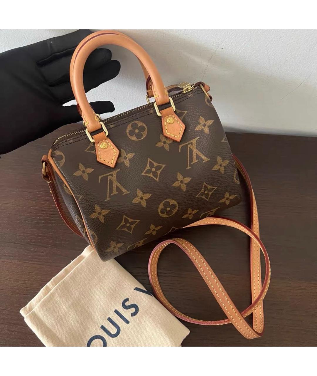 LOUIS VUITTON Коричневая кожаная сумка через плечо, фото 2