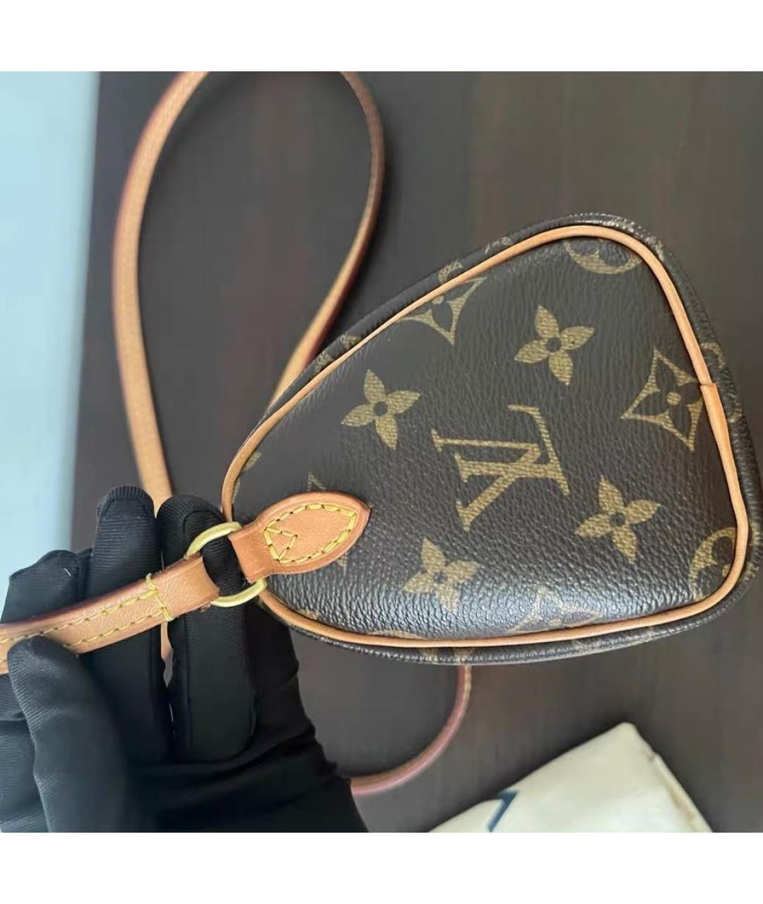 LOUIS VUITTON Коричневая кожаная сумка через плечо, фото 7