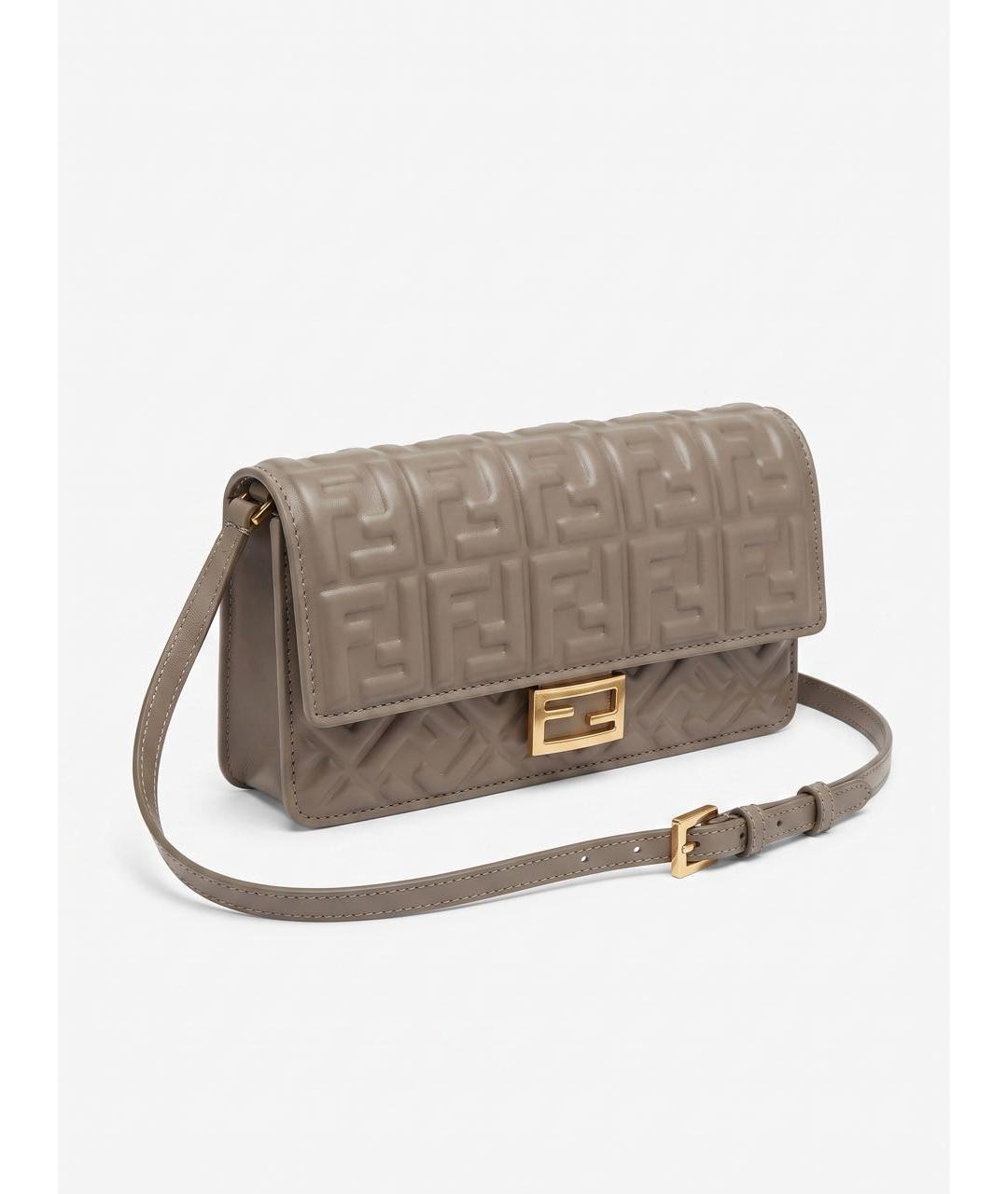 FENDI Бежевая кожаная сумка тоут, фото 5