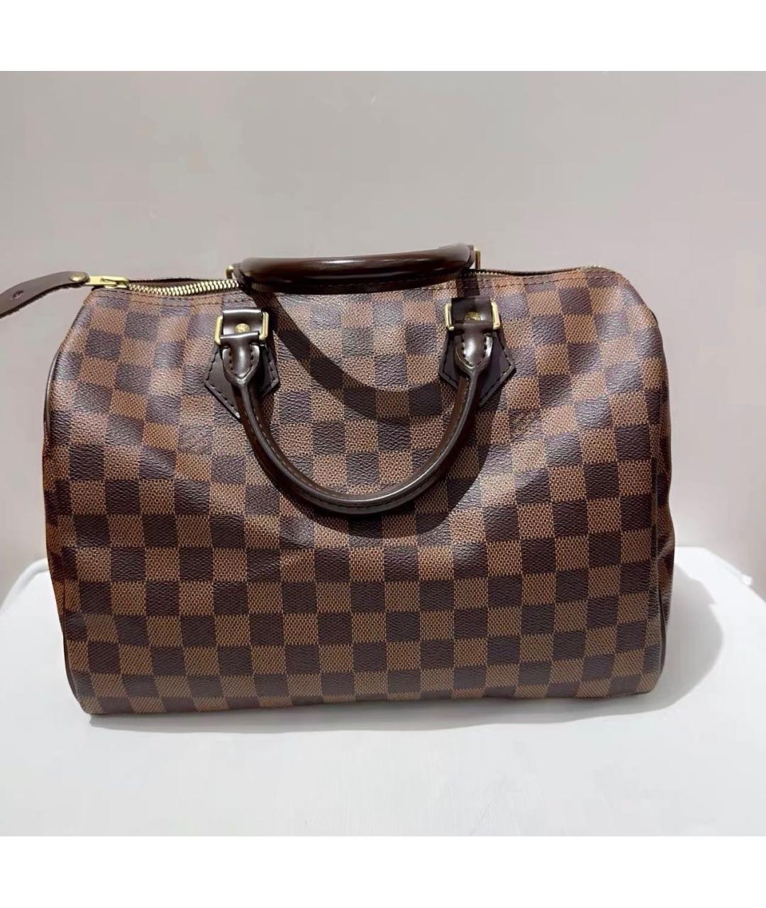 LOUIS VUITTON Коричневая кожаная сумка с короткими ручками, фото 6
