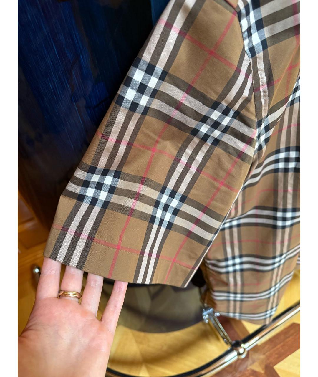 BURBERRY Бежевая хлопковая классическая рубашка, фото 4