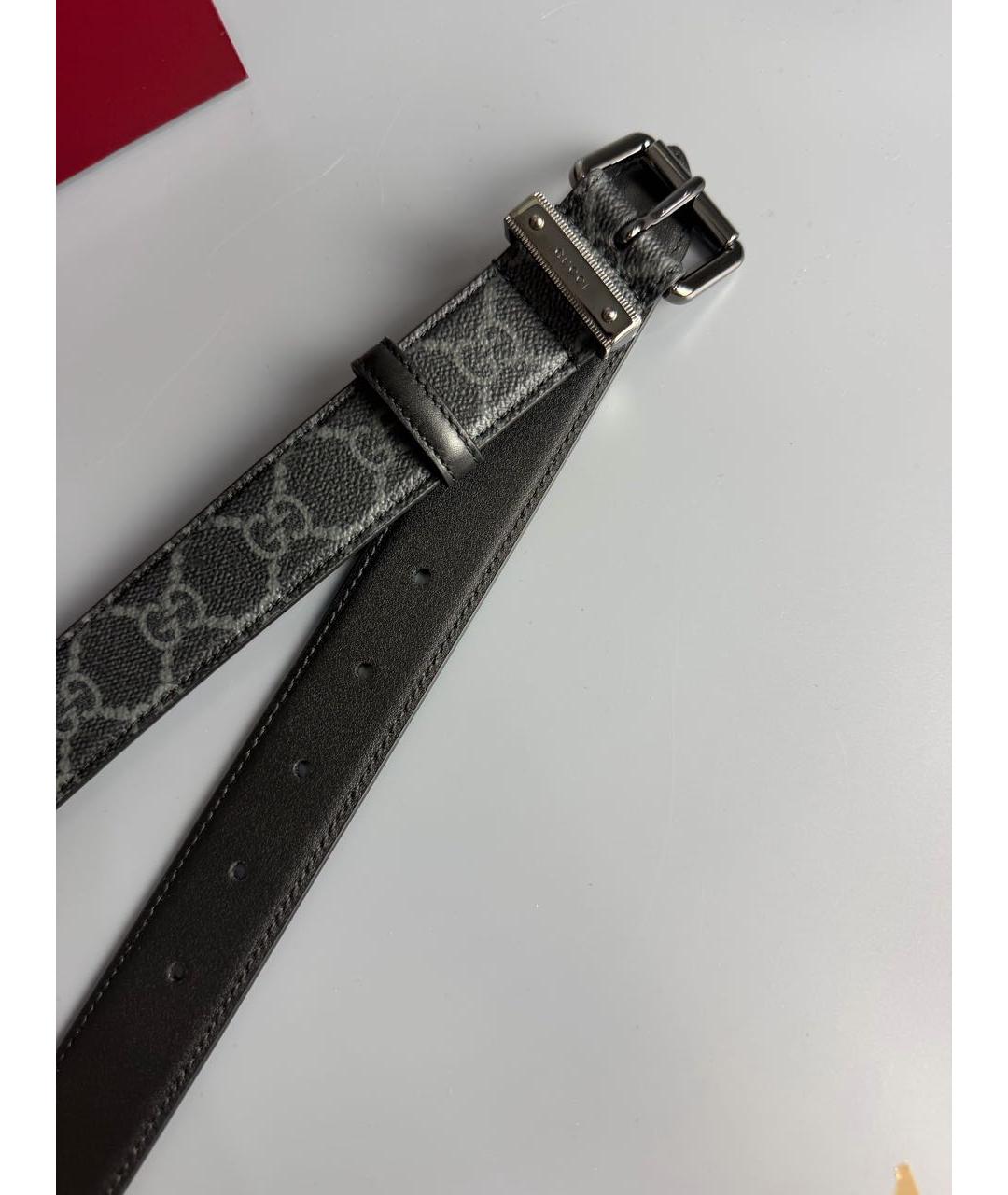 GUCCI Черный ремень из искусственной кожи, фото 5