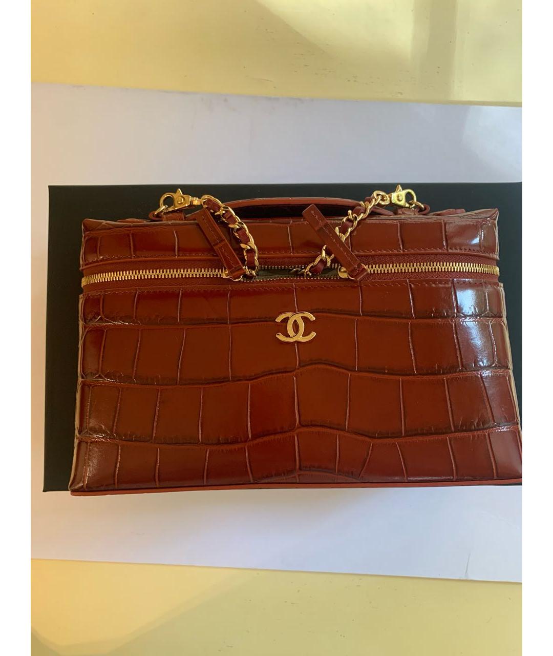 CHANEL Бордовая кожаная сумка через плечо, фото 6