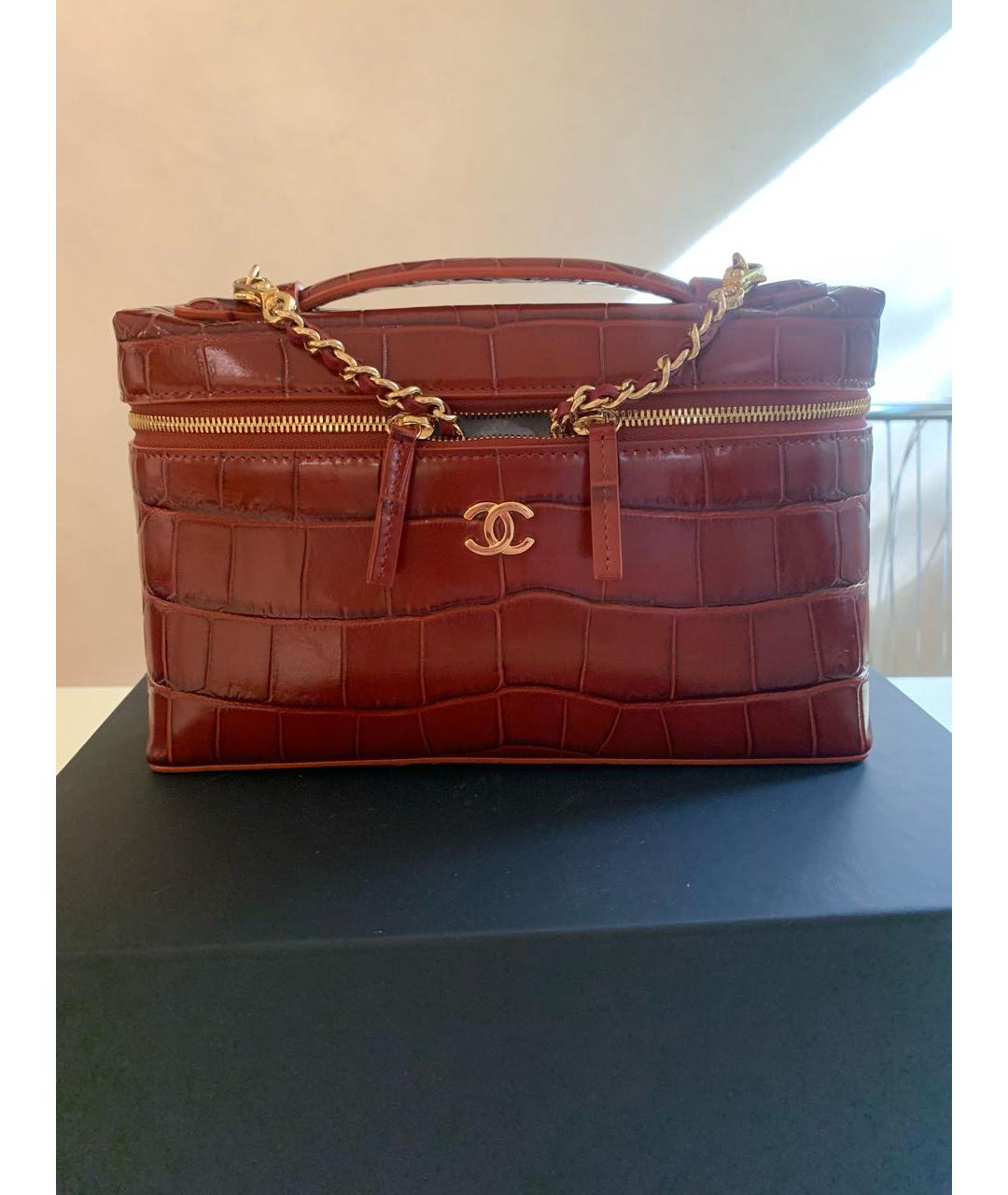 CHANEL Бордовая кожаная сумка через плечо, фото 7