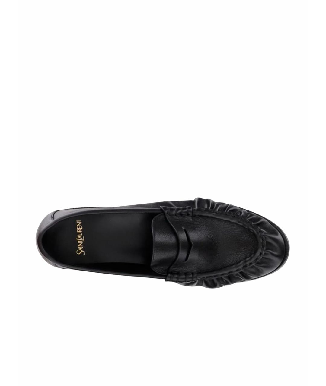 SAINT LAURENT Черные кожаные лоферы, фото 1