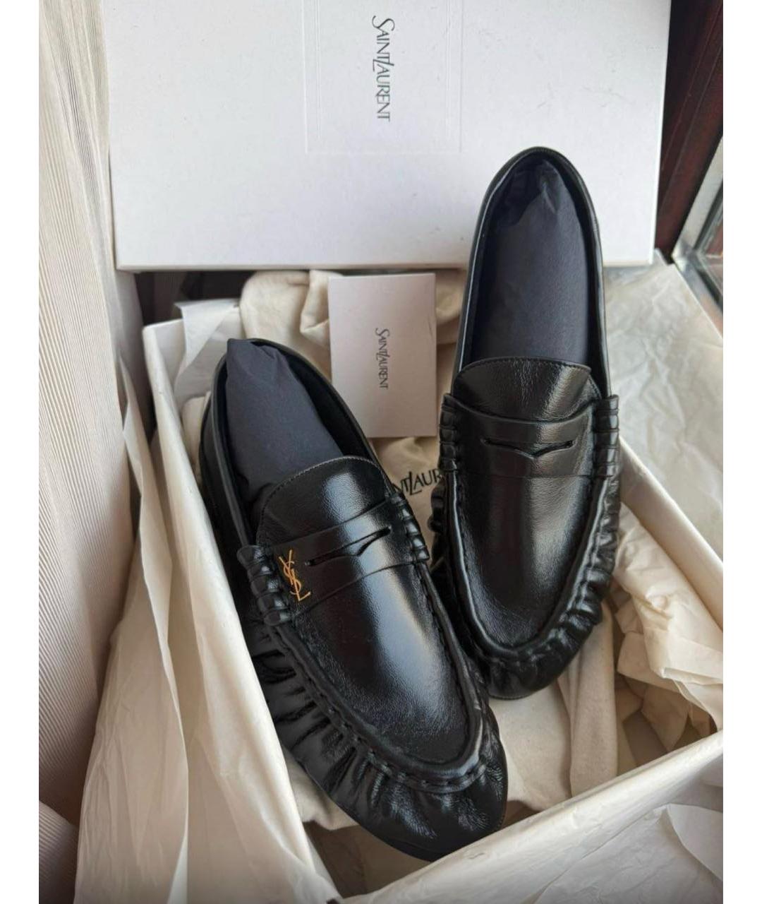 SAINT LAURENT Черные кожаные лоферы, фото 3