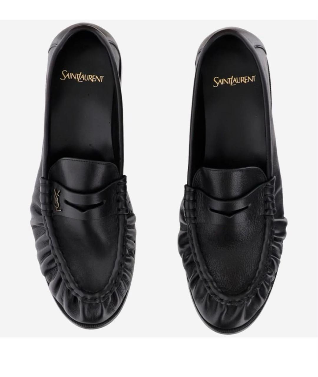 SAINT LAURENT Черные кожаные лоферы, фото 2