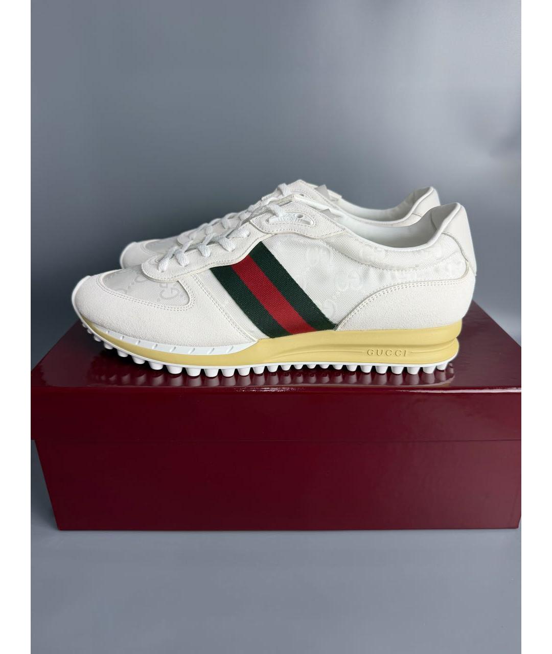 GUCCI Белые замшевые низкие кроссовки / кеды, фото 9