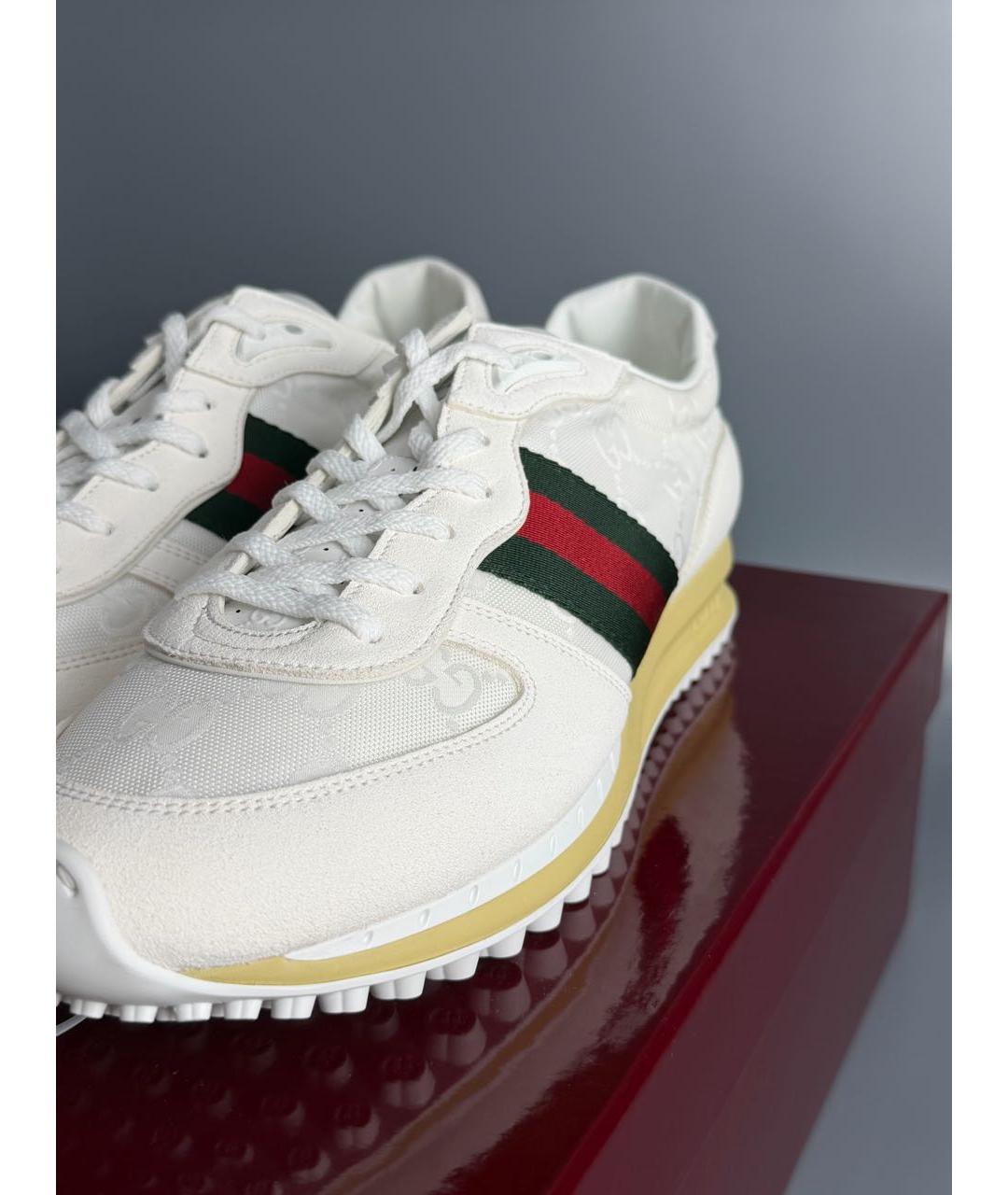 GUCCI Белые замшевые низкие кроссовки / кеды, фото 5