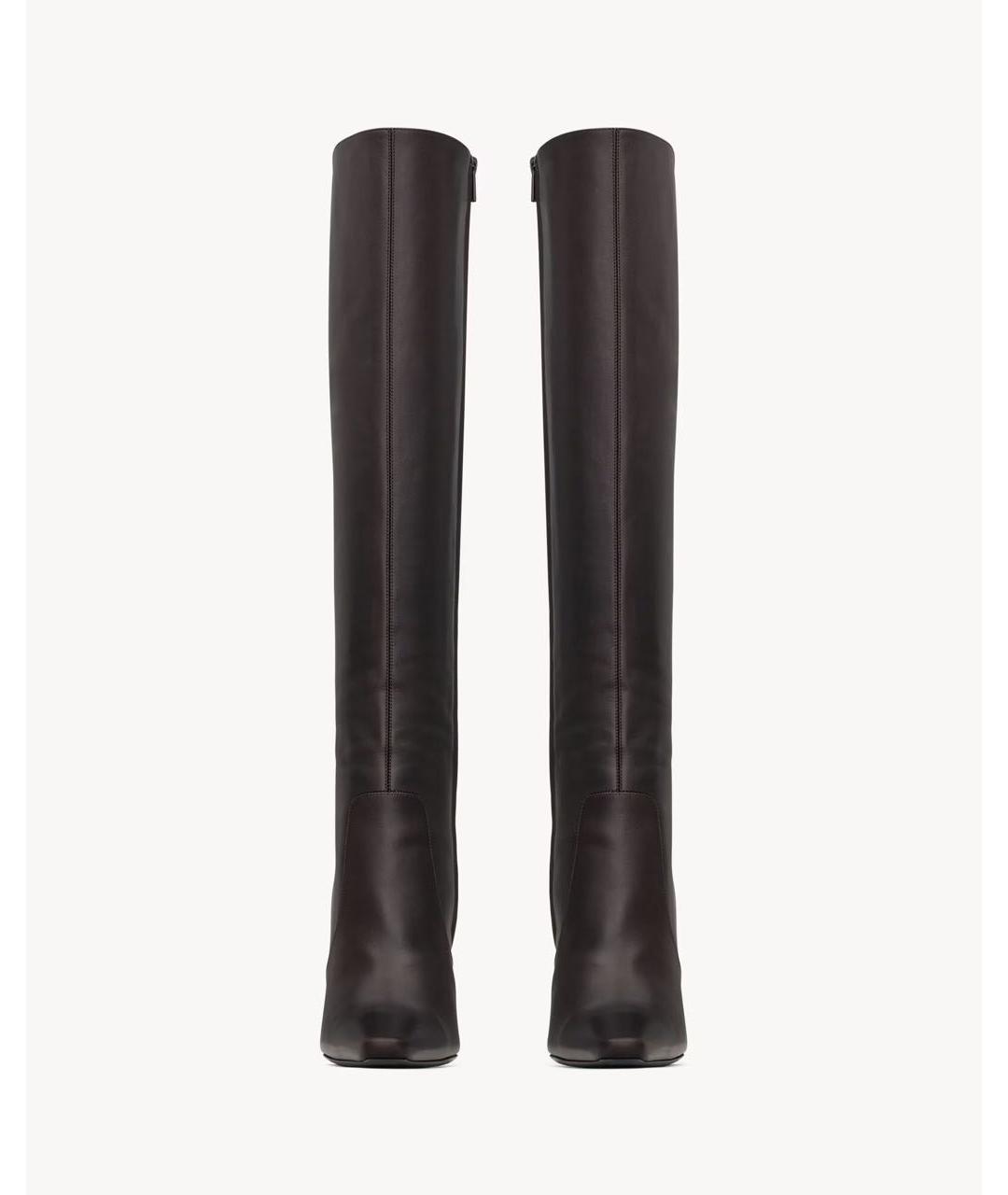 SAINT LAURENT Коричневые кожаные сапоги, фото 3
