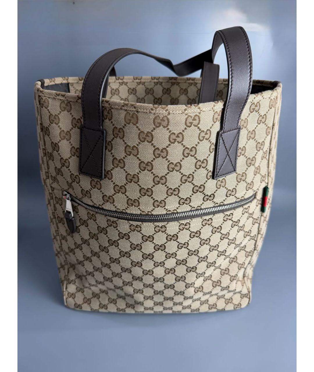 GUCCI Коричневая сумка тоут из канвы, фото 5