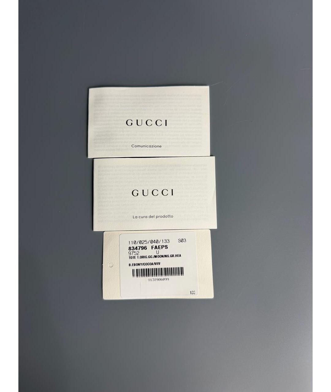 GUCCI Коричневая сумка тоут из канвы, фото 7