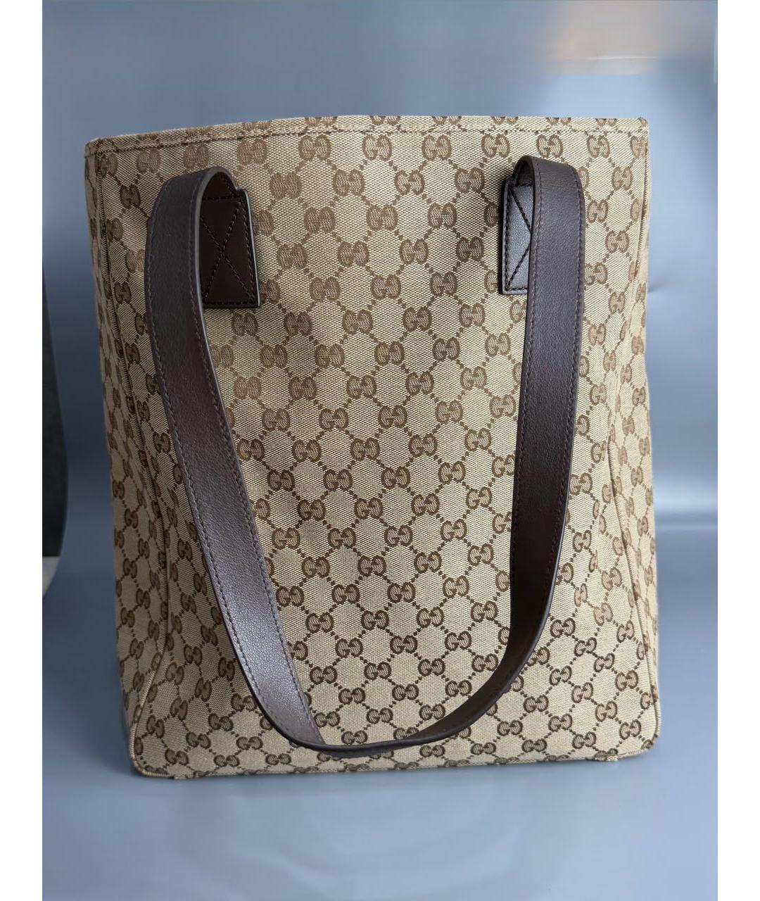 GUCCI Коричневая сумка тоут из канвы, фото 4