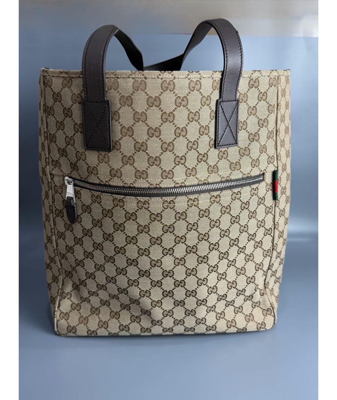 GUCCI Коричневая сумка тоут из канвы, фото 2