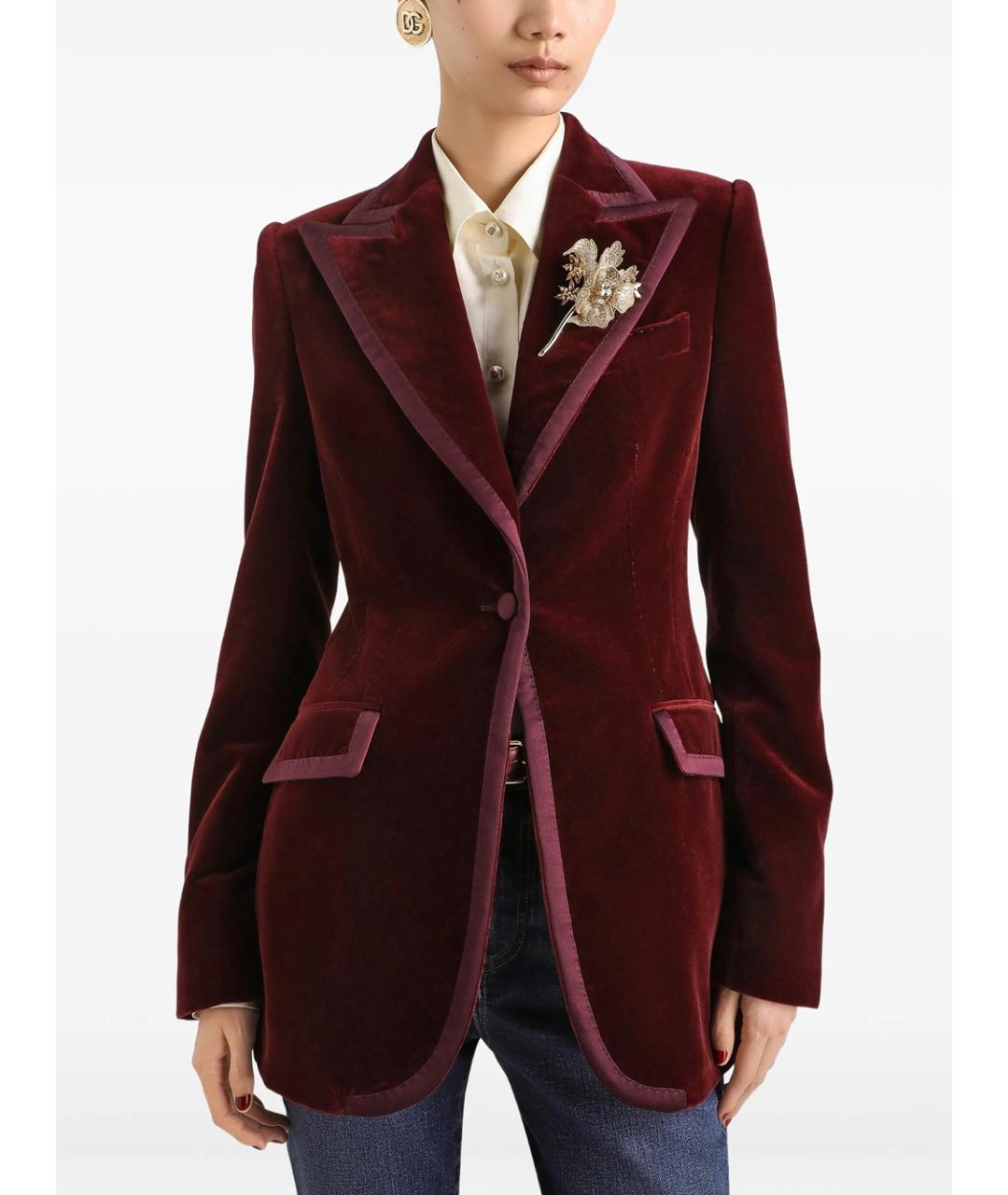 DOLCE&GABBANA Бордовый хлопковый жакет/пиджак, фото 4