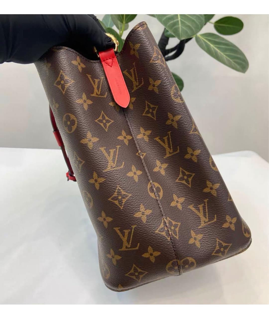 LOUIS VUITTON Красная кожаная сумка тоут, фото 4