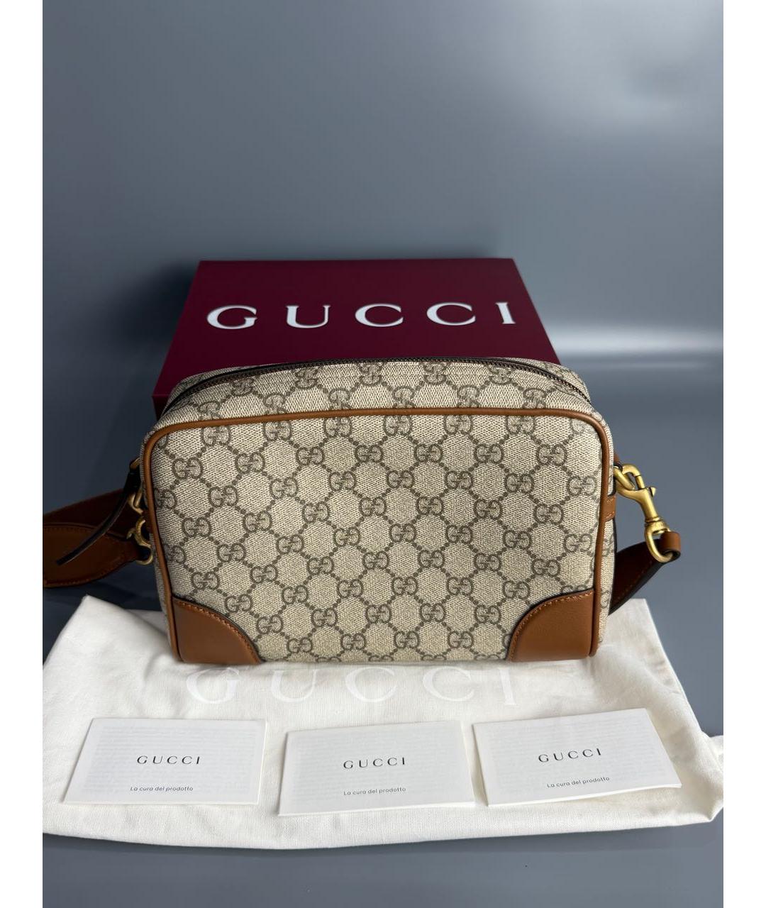 GUCCI Коричневая кожаная сумка на плечо, фото 7
