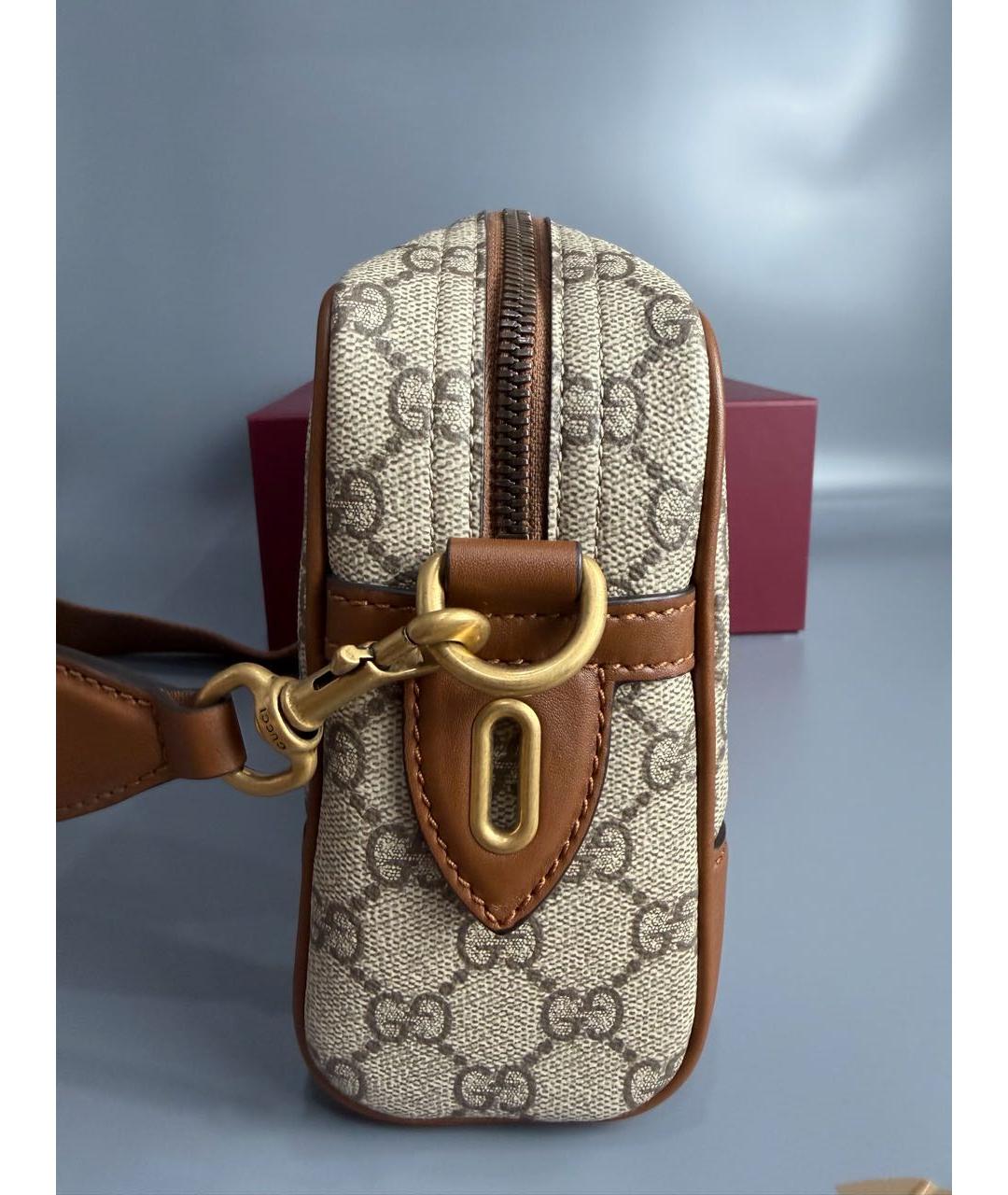 GUCCI Коричневая кожаная сумка на плечо, фото 3